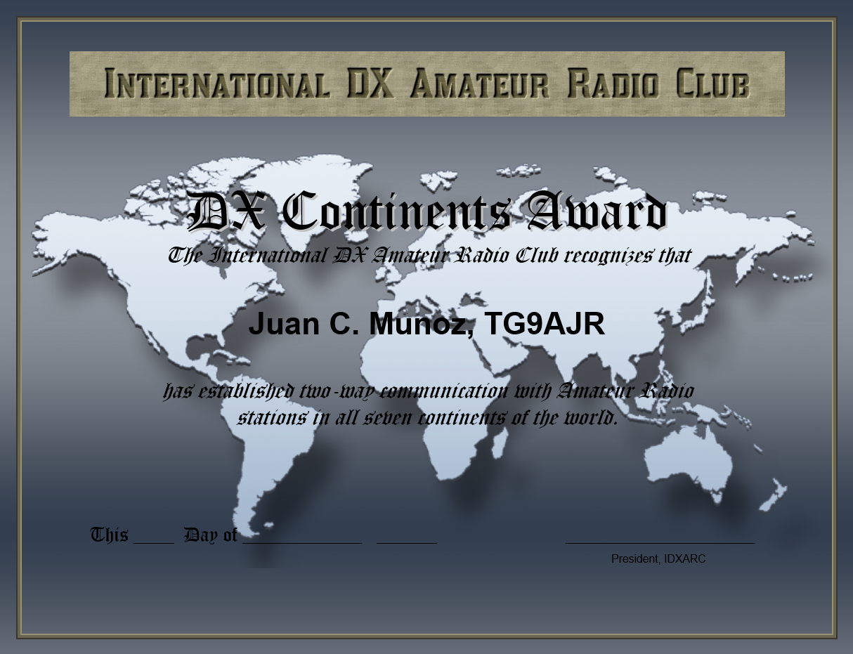 DX Continents Award